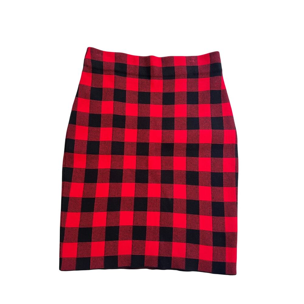 Chaps Red Plaid Flannel Cotton Pencil Skirt Womens Small Holiday Christmas